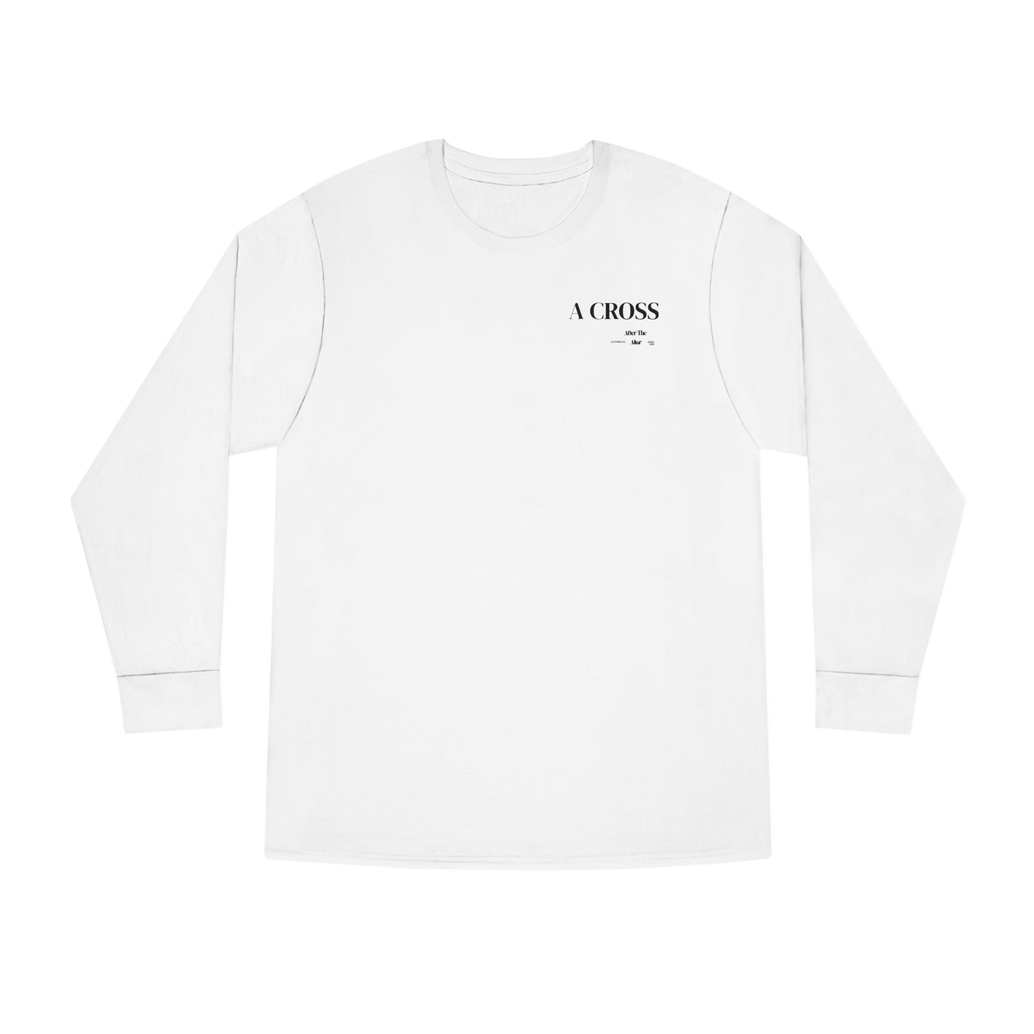 PREMIUM WHITE A CROSS LONG SLEEVE CREWNECK